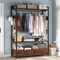 Tribesigns Freestanding Clothes Rack Shelves Closet Organizer with Shelves Drawers and Hooks Heavy Duty Garment Clothing